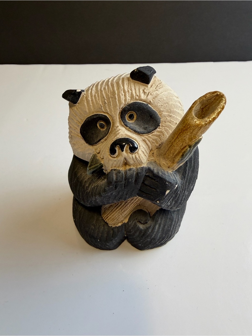 Artesania Rinconada Panda #54 Clay Animal Uruguay 3 1/4" Adorable Figurine